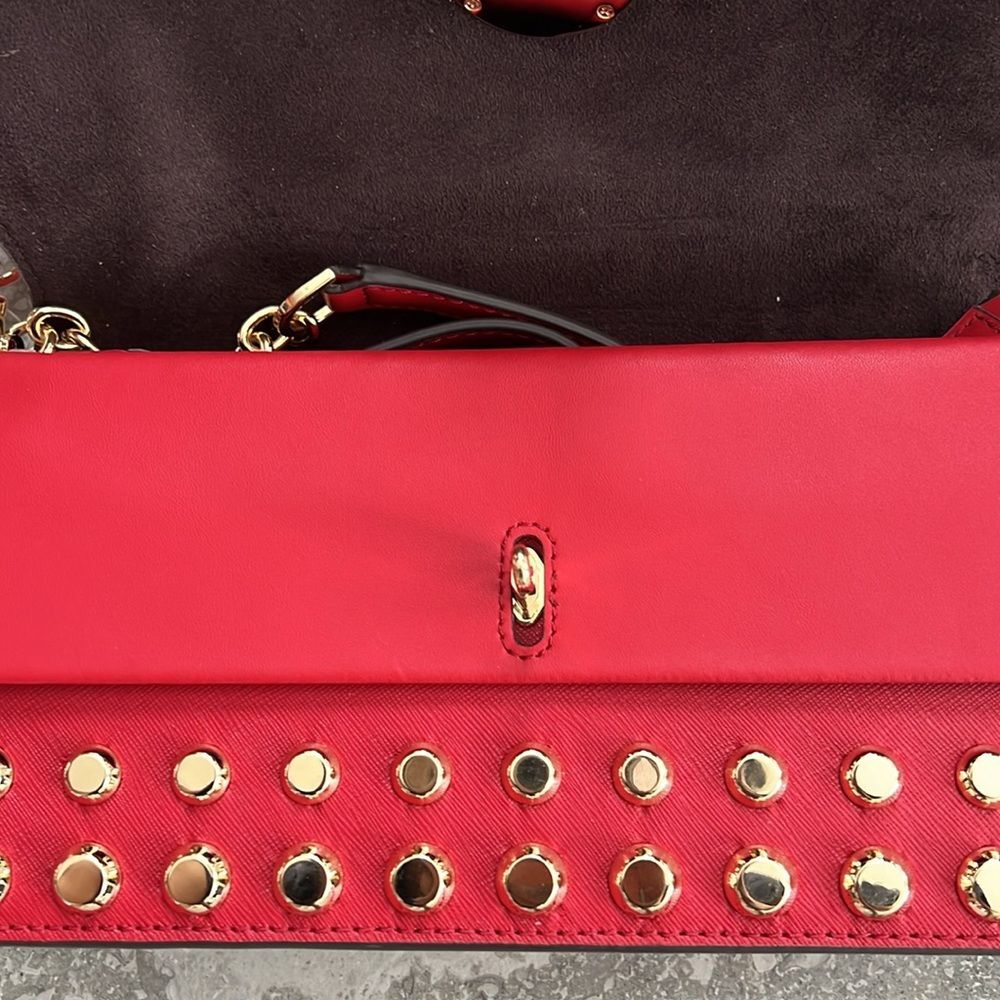 Michael Kors Studded Leather Convertible Shoulder Bag, Red NWT - Picture 7 of 9